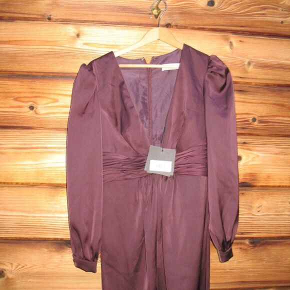 Mac Duggal 2647 Womens Plum Front Twist Puff Sleeve Jumpsuit Pants - Picture 7 of 12